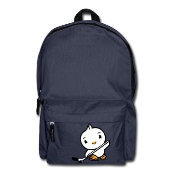 Bird Playing Hockey Sport Puck Stick Hobby - Backpack - navy - Front