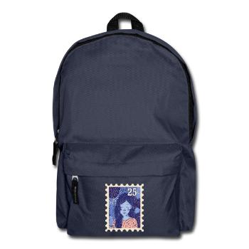 Mädchen mit langen Haaren im Retro-Look - Rucksack - Navy - Vorne