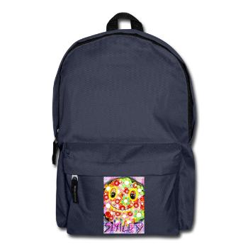Bunte Pixel-Silhouette mit Smile - Rucksack - Navy - Vorne
