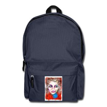 Buntes Pop-Art Frauenporträt - Rucksack - Navy - Vorne