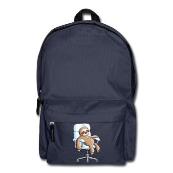 Faultier Büro Bürostuhl Arbeit Pause Office Humor - Rucksack - Navy - Vorne