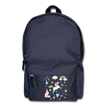 Einhorn Regenbogen Fantasie Diamant Prinzessin - Rucksack - Navy - Vorne