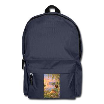 Frau und Hund am Traumsee - Rucksack - Navy - Vorne
