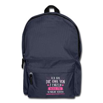 Oma Shirt · Großmutter · 2 Enkel · schwache Nerven - Rucksack - Navy - Vorne