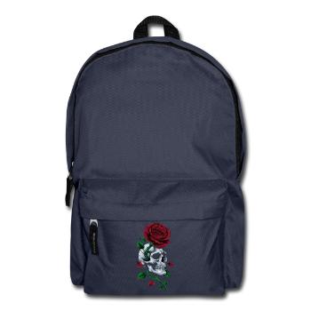 Schädel, Schädel, Rose, rot gotisch, - Rucksack - Navy - Vorne