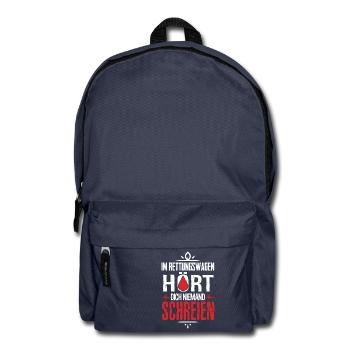 Sanitäter - Im Rettungswagen hört dich.. - T-Shirt - Rucksack - Navy - Vorne