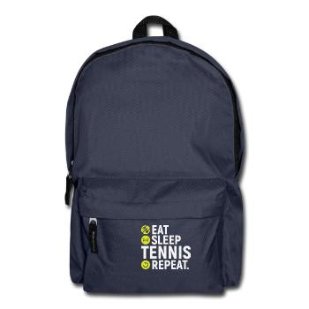 Essen, schlafen, Tennis, wiederholen - Geschenk - Rucksack - Navy - Vorne