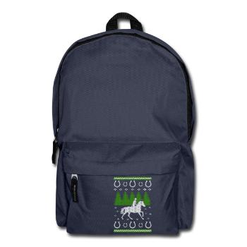 Horses Ugly Christmas Jumper Gift - Backpack - navy - Front