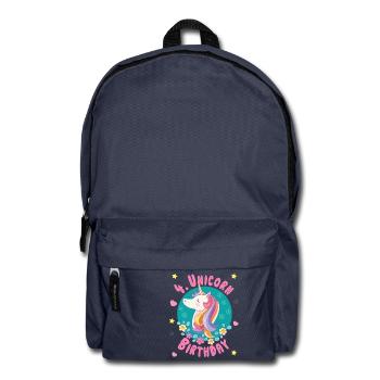 Unicorn 4th birthday 4 years - Unicorn birthday - Backpack - navy - Front