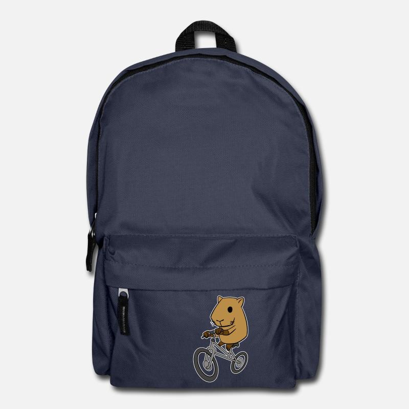 Capybara Riding Bicycle Funny Rodent Animal - Backpack - navy