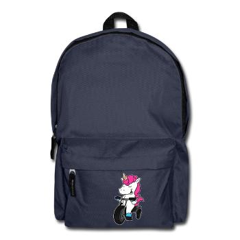 Unicorn Riding Tricycle Funny Magical Unicorn - Backpack - navy - Front