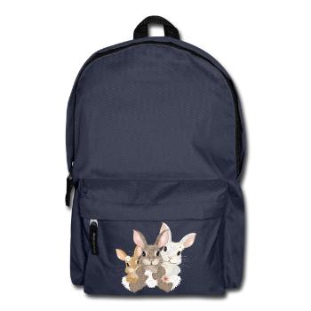 Cute Bunnies Family - Three Bunnies with Flowers - Backpack - navy - Front