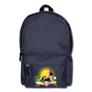 Sommerliches Picknick mit Wein, Brot und Früchten - Rucksack - Navy - Vorne
