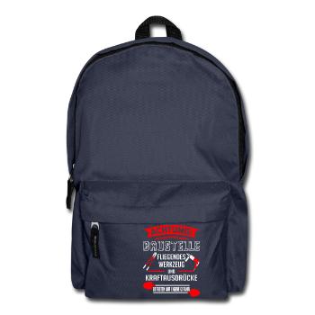 Bauarbeiter - Achtung Baustelle fliegendes Werkzeu - Rucksack - Navy - Vorne
