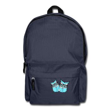 2 Owls Nerd Duo Geek Book Reading Eagle Owl Glasses Smart - Backpack - navy - Front