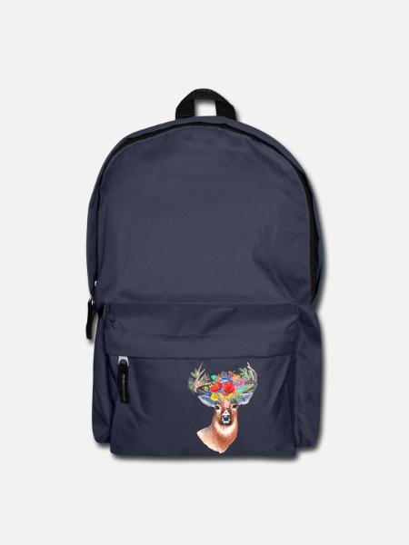Hirsch mit Blumen - Rucksack - Navy