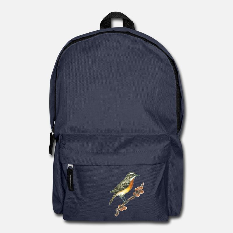 Whinchat / oiseau / champignons - Sac à dos - bleu marine