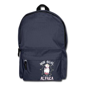 Mir egal. Ich bin ein Alpaka - Rucksack - Navy - Vorne