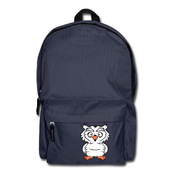 hibou oiseau aigle hibou hibou nuit oiseau effraie des granges chouette bande dessinée - Sac à dos - bleu marine - Devant