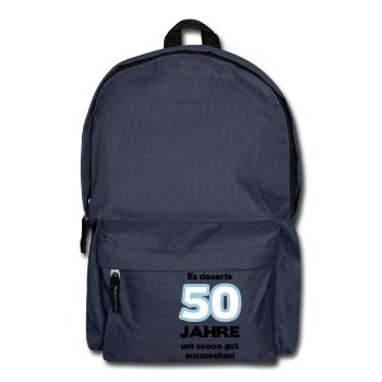 Zum 50. Geburtstag ein Shirt „Es dauerte 50 Jahre - Rucksack - Navy - Vorne