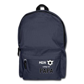 Mein Herz schlägt für Papa Fußball Kinder Motiv - Rucksack - Navy - Vorne