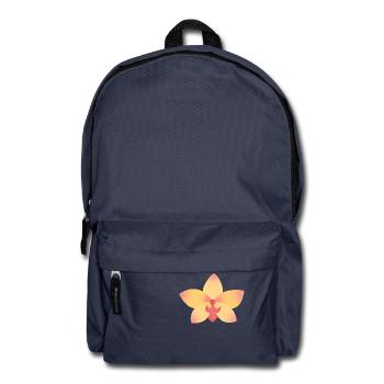 orange pink orchid flower - Backpack - navy - Front