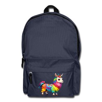 Cute Colorful Cartoon Llama - Backpack - navy - Front