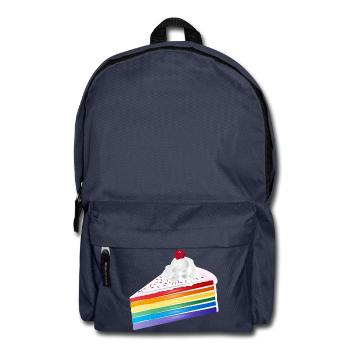 Stück Regenbogen Kuchen mit Sahne und Kirsche - Rucksack - Navy - Vorne