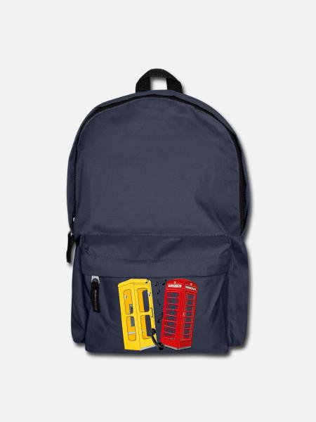 Vintage englische und deutsche Telefonzelle - Rucksack - Navy
