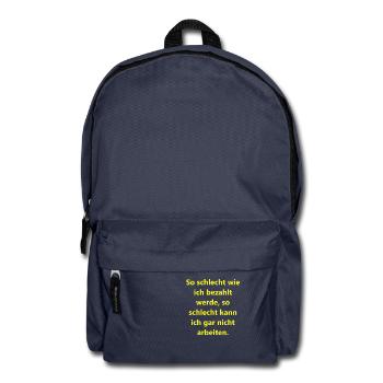 Lustige Sprueche Arbeit 11 - Rucksack - Navy - Vorne