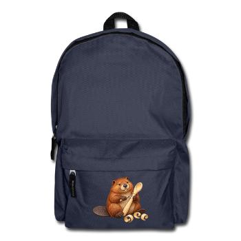 Biber schnitzt einen Holzlöffel - Rucksack - Navy - Vorne
