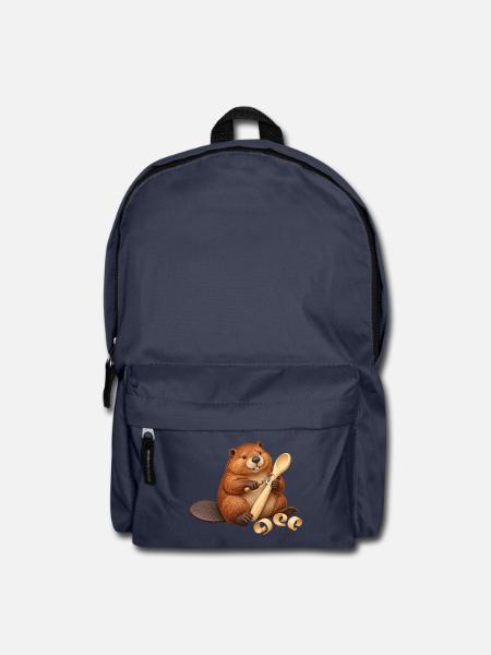 Biber schnitzt einen Holzlöffel - Rucksack - Navy