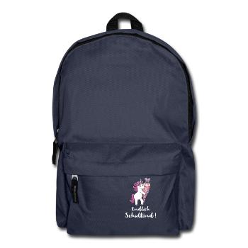 Einhorn mit Zuckertüte Einschulung Schulanfang - Rucksack - Navy - Vorne