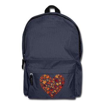 Cœur automnal, fait de feuilles d’automne colorées - Sac à dos - bleu marine - Devant