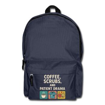 Coffee Scrubs Patient Drama – Care Humor - Backpack - navy - Front