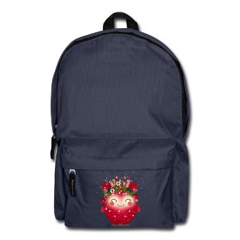Fröhliches Fantasie Monster als Erdbeere - Rucksack - Navy - Vorne