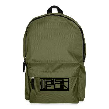 balken no risk no fun spruch risiko gefahr vorsich - Rucksack - Olivgrün - Vorne