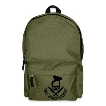 lecker kochen / kochen / lecker / skull - Rucksack - Olivgrün - Vorne