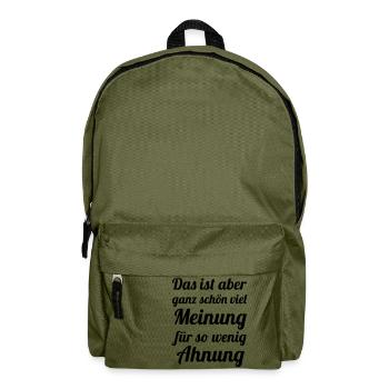 Viel Meinung - Wenig Ahnung - Rucksack - Olivgrün - Vorne
