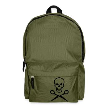 Totenkopf mit Schere - Rucksack - Olivgrün - Vorne