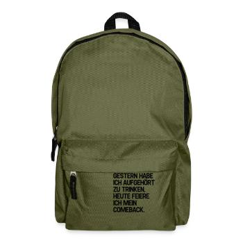 Trinken (Spruch) - Rucksack - Olivgrün - Vorne