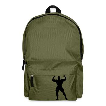 Bodybuilding Muskeln Gewichte Starker Mann Statur - Rucksack - Olivgrün - Vorne