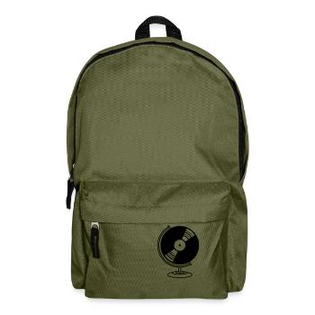 platte vinyl dj musik globus club party disko plan - Rucksack - Olivgrün - Vorne