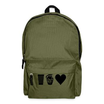 Geripptes Bembel Love - Rucksack - Olivgrün - Vorne