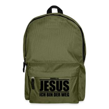 Jesus - Ich bin der Weg - Rucksack - Olivgrün - Vorne