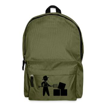 Bauer mit Mistgabel und Heu - Rucksack - Olivgrün - Vorne