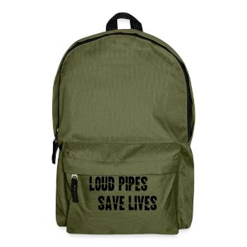 Motorrad LOUD PIPES SAVE LIVES Geschenk - Rucksack - Olivgrün - Vorne