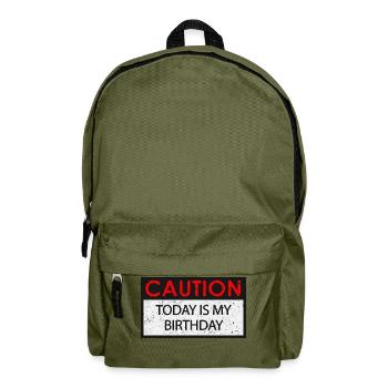 Caution - Birthday (Geburtstag) - Rucksack - Olivgrün - Vorne
