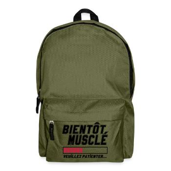 Bientôt musclé veuillez patienter,message,muscu - Sac à dos - vert olive - Devant
