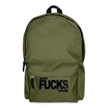 Zero fucks given - Rucksack - Olivgrün - Vorne